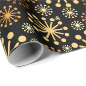 Papier Cadeau Motif géométrique élégant noir et or (Coin rond)