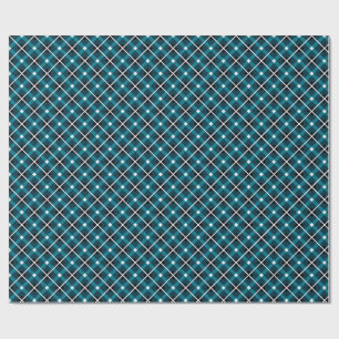 Papier Cadeau Motif géométrique en grille sarcelle et marine
