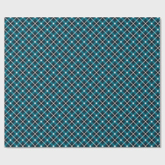 Papier Cadeau Motif géométrique en grille sarcelle et marine