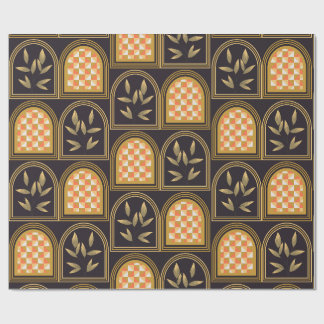 Papier Cadeau Motif géométrique floral Art Déco de luxe sans cou