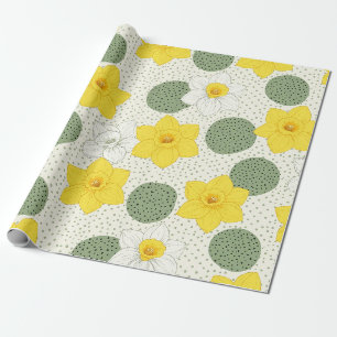 Papier Cadeau Motif géométrique floral narcisse botanique (1)