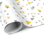 Papier Cadeau Motif géométrique gris clair et triangles jaunes (Coin rond)
