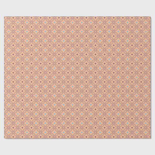 Papier Cadeau Motif géométrique interversible rose et bleu rétro (Plat)