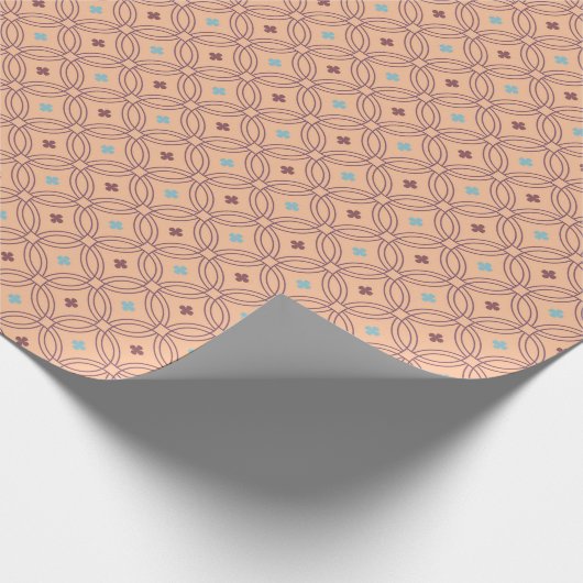 Papier Cadeau Motif géométrique interversible rose et bleu rétro (Coin)