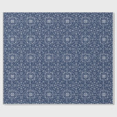 Papier Cadeau Motif géométrique marocain blanc et bleu nuit (Plat)