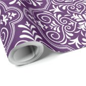 Papier Cadeau Motif géométrique marocain blanc et violet (Coin rond)