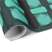 Papier Cadeau Motif géométrique moderne Abstrait noir vert (Coin rond)