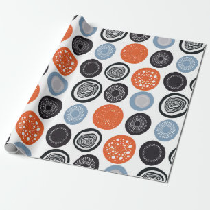 Papier Cadeau Motif géométrique moderne avec cercles dessinés