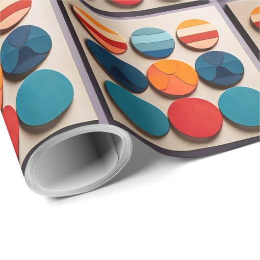 Papier Cadeau Motif géométrique moderne du milieu du siècle (Coin rond)