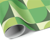 Papier Cadeau Motif géométrique moderne du milieu du siècle vert (Coin rond)