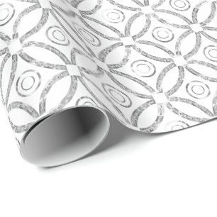 Papier Cadeau Motif géométrique moderne en argent et Parties sci