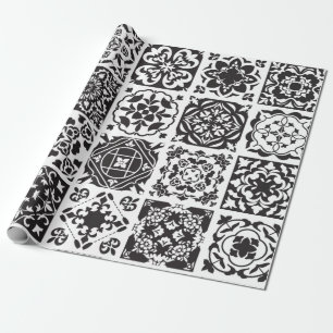 Papier Cadeau Motif géométrique moderne en noir et blanc