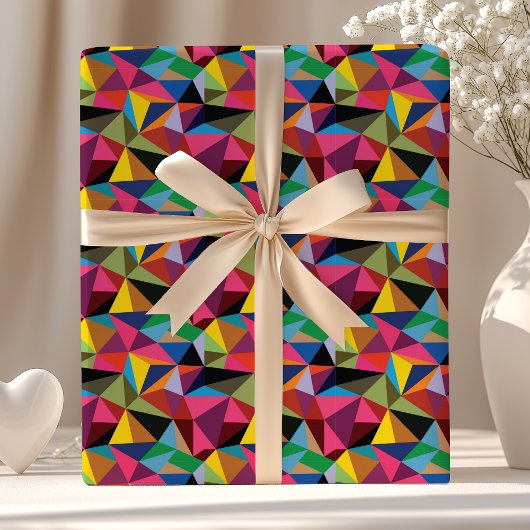 Papier Cadeau Motif géométrique multicolore