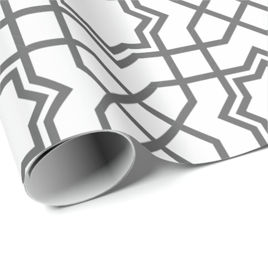 Papier Cadeau Motif géométrique noir complexe avec une forme d'é (Coin rond)