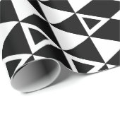 Papier Cadeau Motif géométrique noir et blanc de triangle (Coin rond)