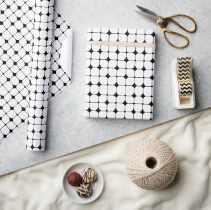 Papier Cadeau Motif géométrique noir et blanc du milieu du siècl
