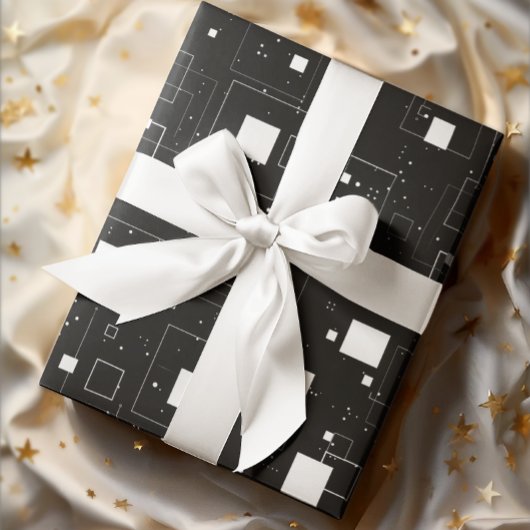 Papier Cadeau Motif géométrique noir et blanc rétro