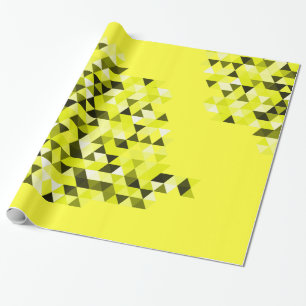 Papier Cadeau Motif géométrique noir jaune de triangles de