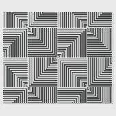 Papier Cadeau Motif géométrique rayé noir et blanc (Plat)