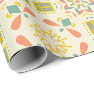 Papier Cadeau Motif géométrique sans couture avec jaune, rose