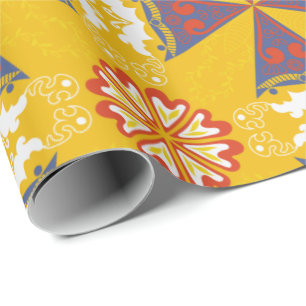 Papier Cadeau Motif géométrique sans couture avec orange, bleu