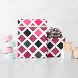 Papier Cadeau Motif géométrique scintillant faux rose féminin