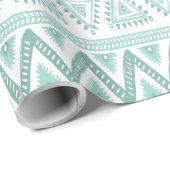 Papier Cadeau Motif géométrique Tribal Vert doux (Coin rond)