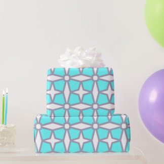 Papier Cadeau Motif géométrique Turquoise et blanche