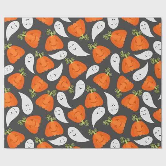Papier Cadeau Motif Ghost Et Citrouille (Plat)