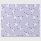 Papier Cadeau Motif Ghost mignon avec "Boo !" Texte sur Lavender (Plat)