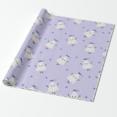 Papier Cadeau Motif Ghost mignon avec "Boo !" Texte sur Lavender (Déroulé)