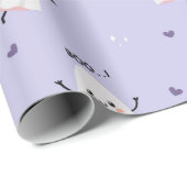 Papier Cadeau Motif Ghost mignon avec "Boo !" Texte sur Lavender (Coin rond)