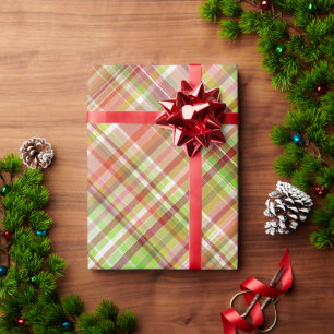Papier Cadeau Motif Gingham à carreaux rouge jaune vert citron a
