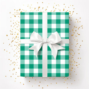 Papier Cadeau Motif Gingham à carreaux verts Maison de campagne