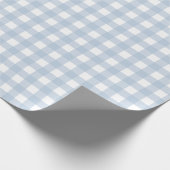 Papier Cadeau Motif Gingham Bleu Bébé (Coin)