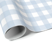 Papier Cadeau Motif Gingham Bleu Bébé (Coin rond)