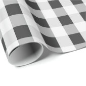 Papier Cadeau Motif Gingham Gris Fumé (Coin rond)