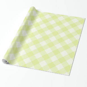 Papier Cadeau Motif Gingham Jaune Pastel