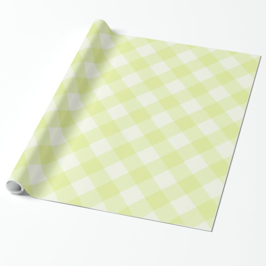 Papier Cadeau Motif Gingham Jaune Pastel (Déroulé)