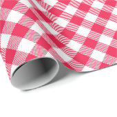 Papier Cadeau Motif Gingham Rouge et Blanc Classique Rustique (Coin rond)
