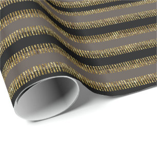 Papier cadeau motif Glittery Gold Stripes