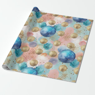 Papier Cadeau Motif Gold & Blue Circle avec accents de Parties s