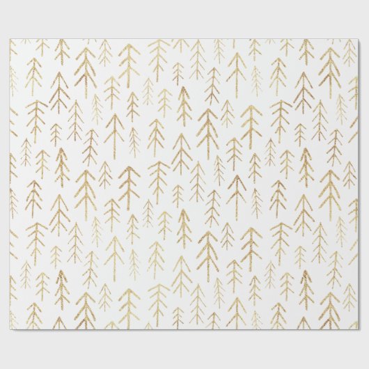 Papier Cadeau Motif Gold White Winter Tree (Plat)