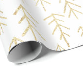 Papier Cadeau Motif Gold White Winter Tree (Coin rond)