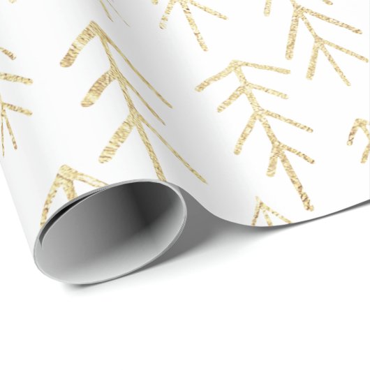 Papier Cadeau Motif Gold White Winter Tree (Coin rond)