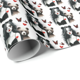 Papier Cadeau Motif gothique cool de dame de la Saint-Valentin e