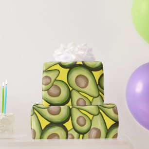 Papier Cadeau Motif gourmet d'avocat végan frais coupé