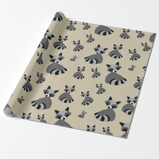 Papier Cadeau Motif Graphic Raccoon (Déroulé)