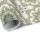 Papier Cadeau Motif graphique Abstrait or vert moderne (Coin rond)