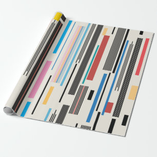 Papier Cadeau motif graphique coloré de différentes bandes
